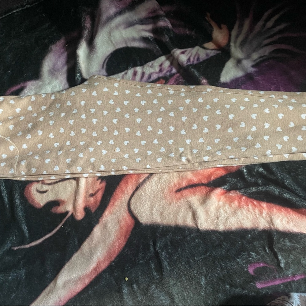 Tan Scarf with White Heart Pattern